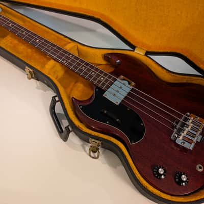 Left handed 1969 Gibson EB-0 electric bass - Cherry image 2