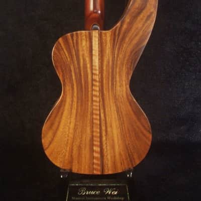 Handcrafted Harp Style 5 String Soprano Ukulele, Bruce Wei ,Solid Acacia, Mango HU13-2003 image 6