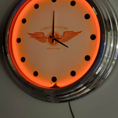 Gibson Guitars Orange Neon Wall Clock Killer Cool Man Cave, Bar, Garage Item image 2