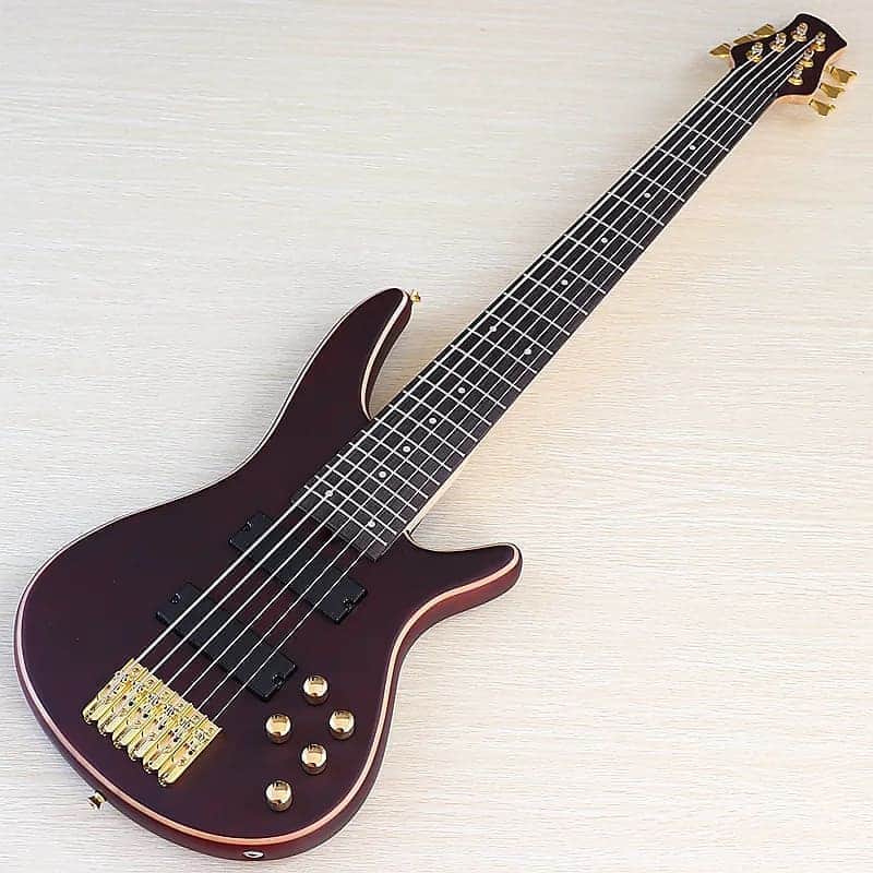 Handmade Custom 6 String Electric Bass, Sapele Wood Top Body, Maple Neck
