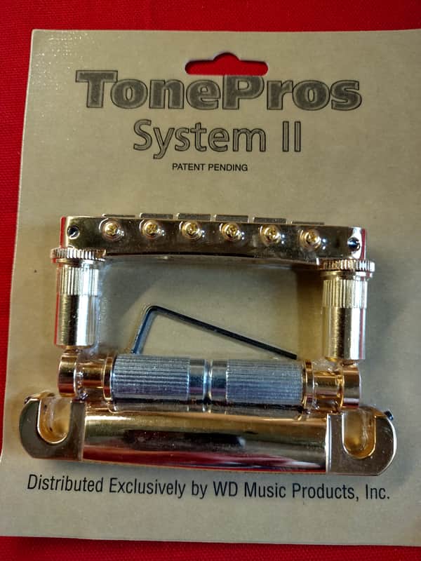 TonePros LPGM02/GLD Locking Metric "Tune-O- Matic" Bridge & Tailpiece- Gold image 1