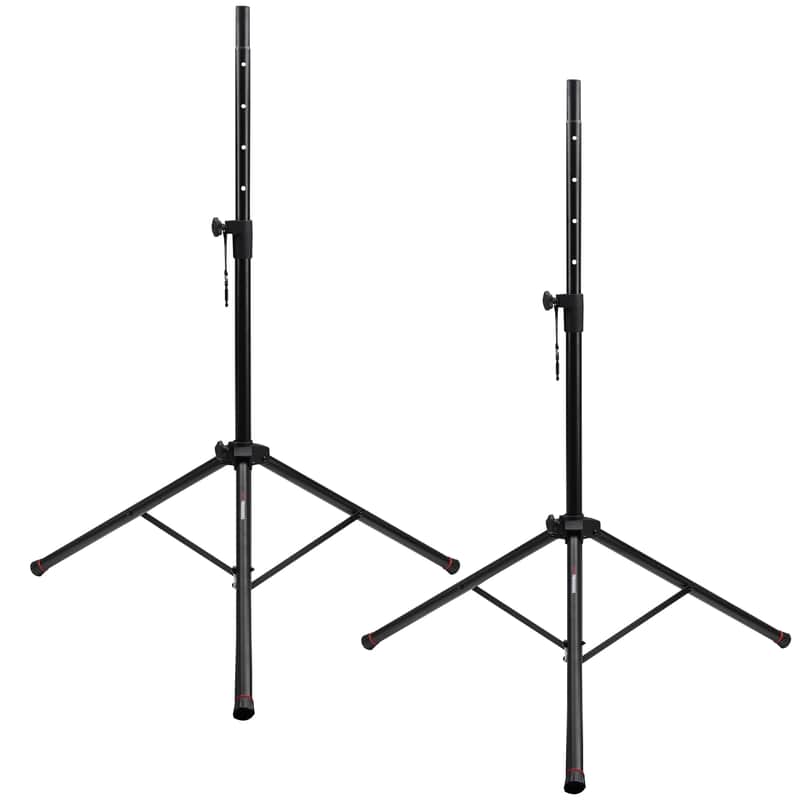 Gator Frameworks Standard Speaker Stand Set; Includes (2) Speaker Stands and Nylon Carry Bag (GFW-SPK-2000SET),Black image 1