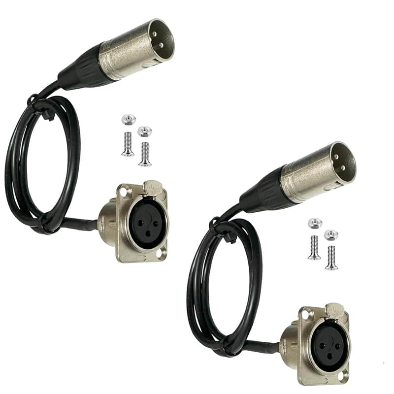 Premium XLR Pass Through Cable, No Solder, for Stage Box, Patch Panel, Floor Box - No Solder for Pro Audio Installations (Female to Male 2-Pack) image 1