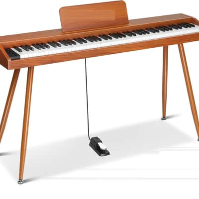 Piano Keyboard 88 key,Semi-Weighted Electric Piano,Full Size Acoustic Piano for Beginners with Pedal, USB-MIDI Compatibility (Brown) image 1