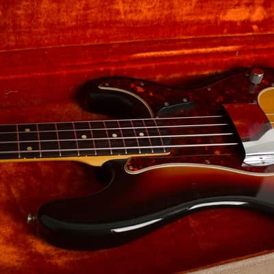 Fender  Precision Bass Solid Body Electric Bass Guitar (1962), ser. #83915, original brown tolex hard shell case. image 18