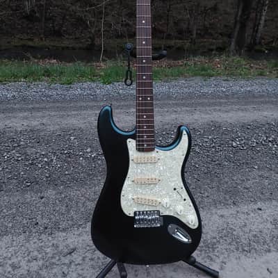 Squier Custom Bullet Stratocaster Upgraded Wilkinson Saddles Humbucker pickups Satin Pearl Blue image 12