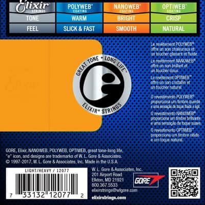 Elixir Nickel Plated Steel Electric Guitar Strings NANOWEB Light/Heavy .010-.052 image 2
