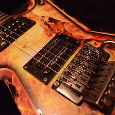 Dean Dimebag Darrell Pantera Dime Razorback Explosion Flame Graphic Signature Guitar image 5