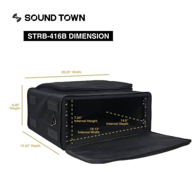 STRB-416B | Portable 4U Soft Rack Bag Case w/ 14" Rackable Depth, Plywood Frame, Padded Nylon, Shoulder Strap, Accessory Pocket image 9