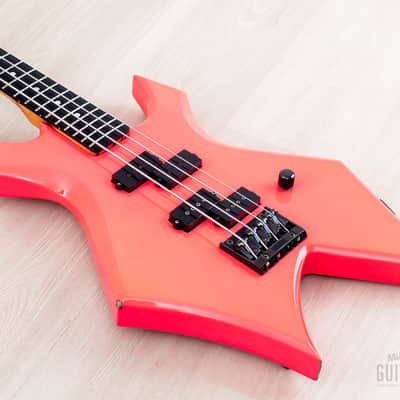 1988 BC Rich Warlock Bass NJ Series II Vintage Double P Fluorescent Pink, Japan image 10