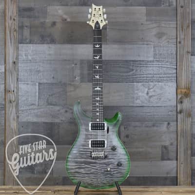 Mint PRS Wood Library CE-24 Satin Quilt Top - Faded Gray Black Green Burst with Gigbag image 2