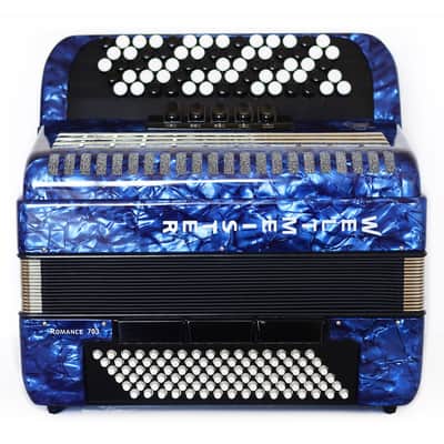 NEW Weltmeister Romance 703 5 Rows Chromatic Button Accordion, made in Germany, 96 Bass buttons, B-Gripp, Blue, incl. Straps and Case, Shipping from USA image 1