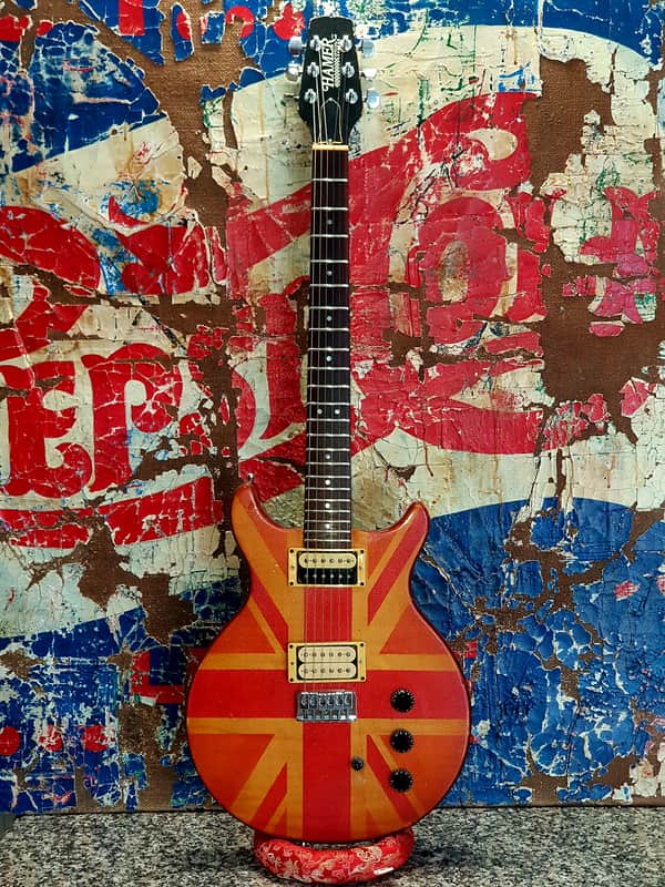 Hamer Special 1982 unique & rare union jack glitter & sparkle relic cherry & orange image 1