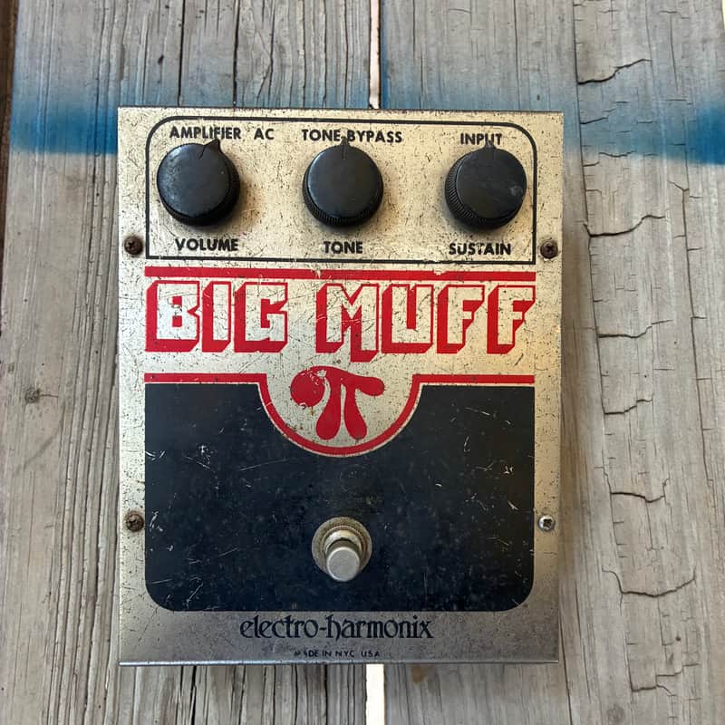 Electro-Harmonix Big Muff Pi V5 (Op Amp Tone Bypass) 1979 - Silver vintage electric guitar pedal image 1