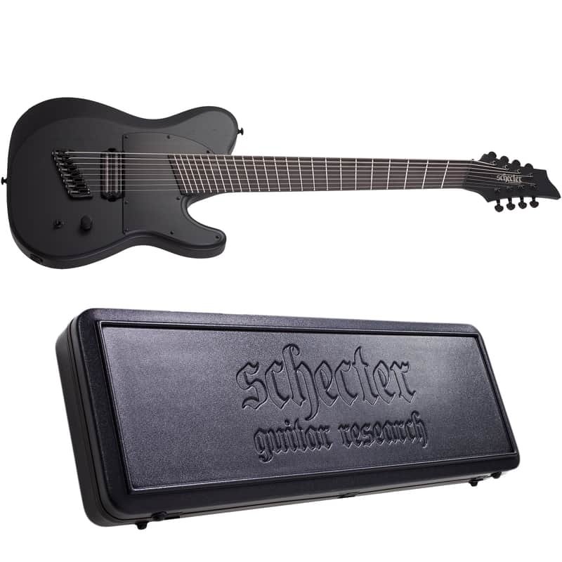 Schecter PT-8 MS Black Ops 8-String Electric Guitar Satin Black Open Pore + Case BRAND NEW image 1