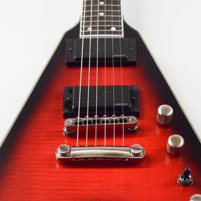 Epiphone Dave Mustaine Prophecy Flying V Figured Electric Guitar - Aged Dark Red Burst image 3