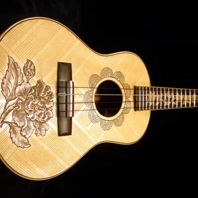 Blueberry Handmade Ukulele Floral Motif image 2