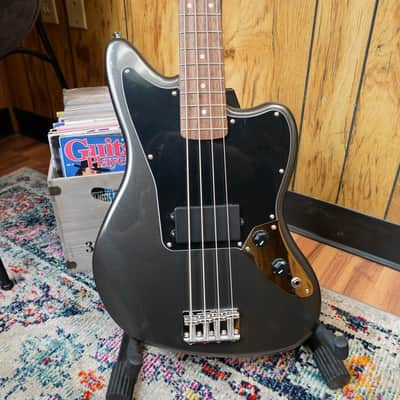 Squier Affinity Jaguar Bass Charcoal Frost Metallic image 1