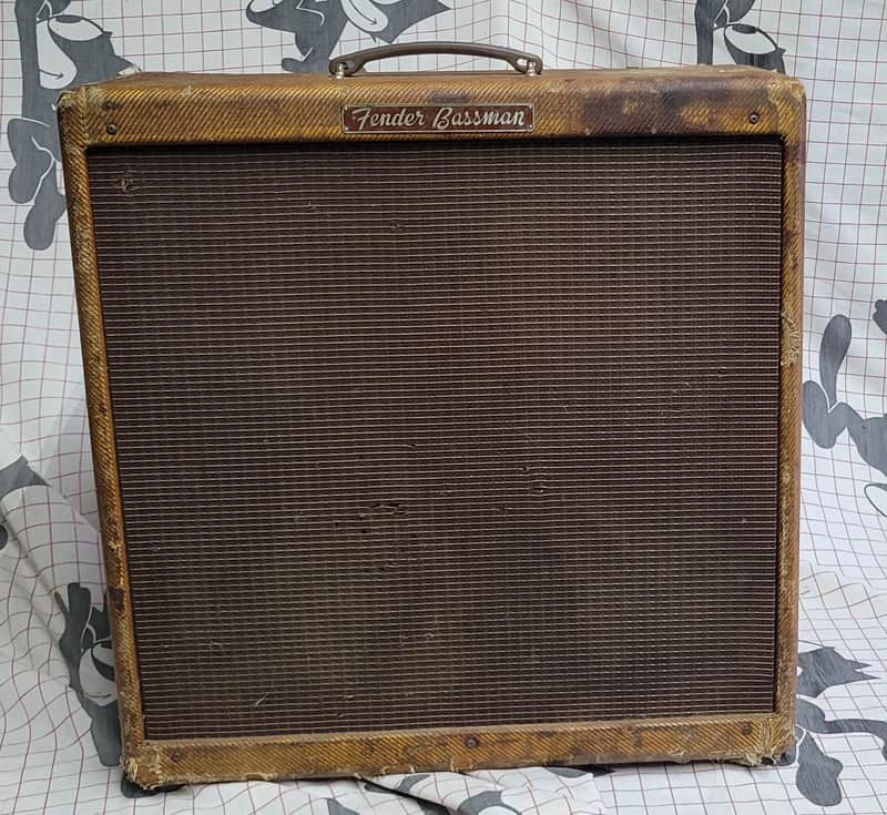 1959 Tweed Fender Bassman guitar bass amp, 4x10 P10R's image 1