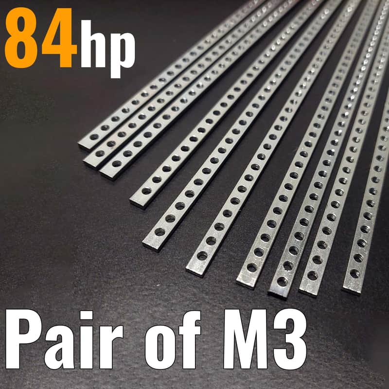 2 x 84hp / M3 (3mm) Eurorack Threaded Nut Strips (Pair) image 1