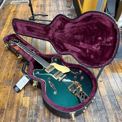 Gretsch Japan Broadkaster LX Center Block Electric Guitar with String-Thru Bigsby Cadillac Green w/Hard Case image 9