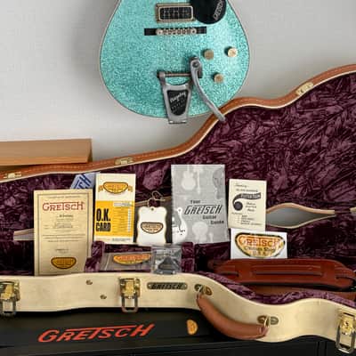 Masterbuilt Gretsch USA Custom Shop GONZALO MADRIGAL  G6129 CS 1957 Jet Turquoise Sparkle Heavy Relic image 6