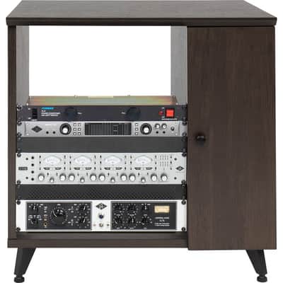 Gator Elite Furniture Series Rolling Rack Sidecar Cabinet in Dark Walnut Brown Finish with Configurable Rack Space & Shelving GELITESIDECAR-BRN image 7