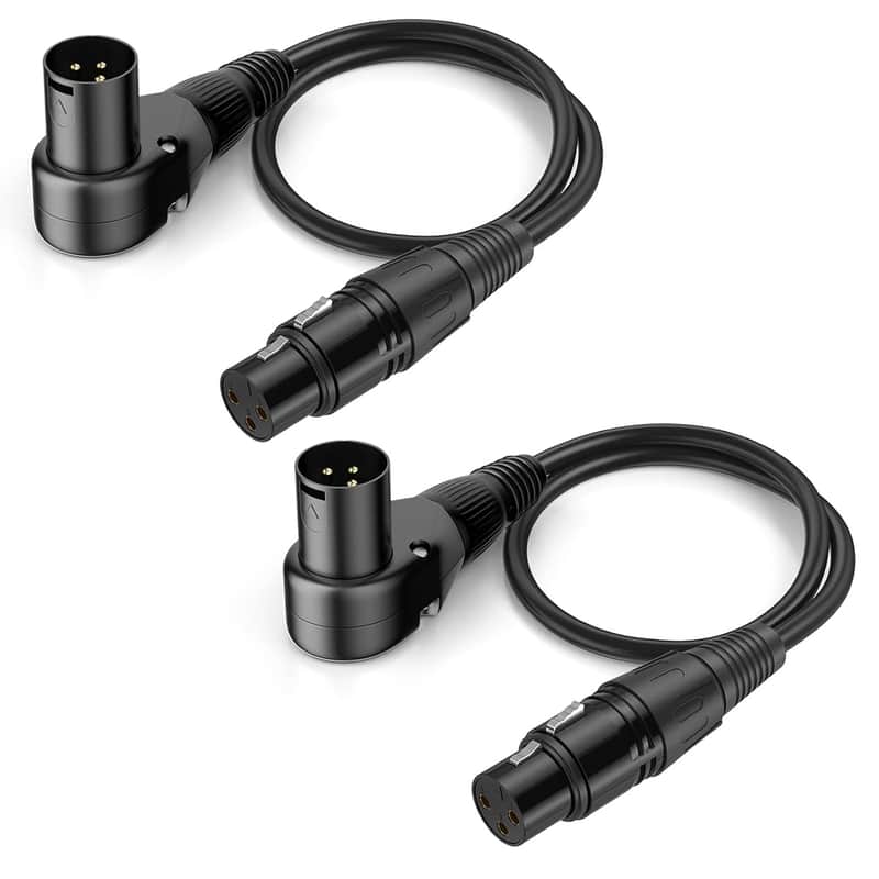 Right-Angle XLR Male to Straight XLR Female Microphone Cable 2-Pack, Adjustable 90 Degree Pro Balanced Shielded 3 Pin DMX Patch Cord for Studio Audio&DJ Stage Live Recording(C, 6Feet) image 1
