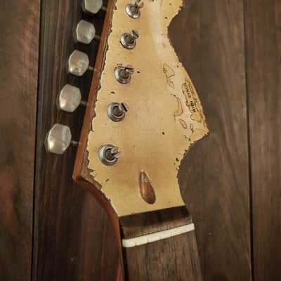 #202603 :: Baldman's Stratocaster set in Dirty Relic Olympic White over Metallic Wine Red : Vintage Aged image 10
