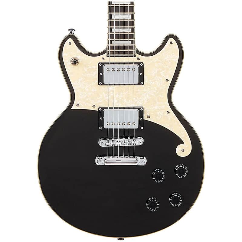 D'Angelico Premiere Series Brighton Solid Body Electric Guitar Double Cutaway Stopbar Tailpiece Regular Black Flake image 1