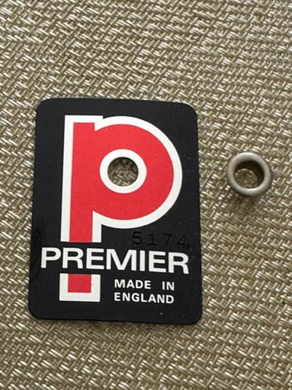 PREMIER 80s 90s Vtg Drum BADGE Logo Plate Emblem image 1