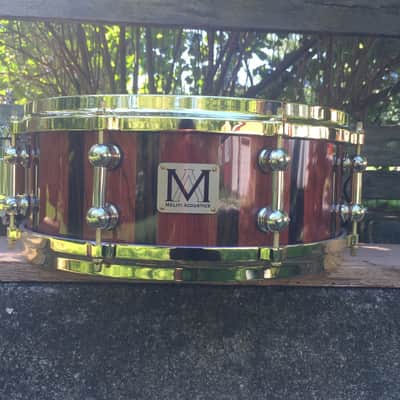Meliti Acoustics 14'' x 5.5'' Bubinga and Ebony Stave Snare Drum 2015 Clear Gloss image 4