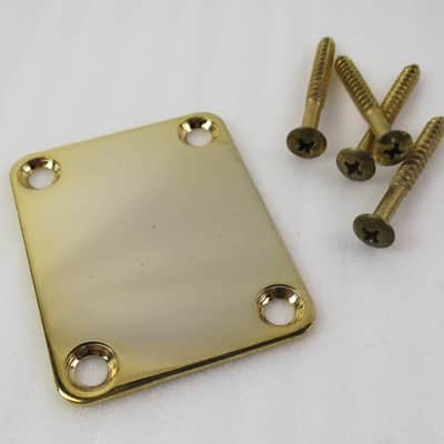 Neck Plate in Gold Plate / Screws and Gasket Free USA Shipping Blemished image 2