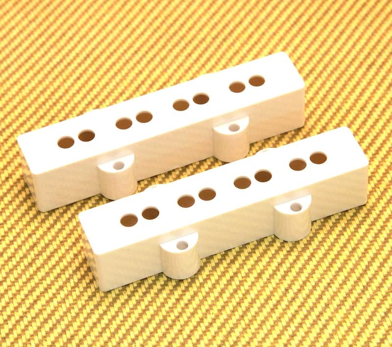 PCJB-W (2) White Jazz Bass Pickup Covers Set for Fender USA Neck & Bridge Spaced image 1
