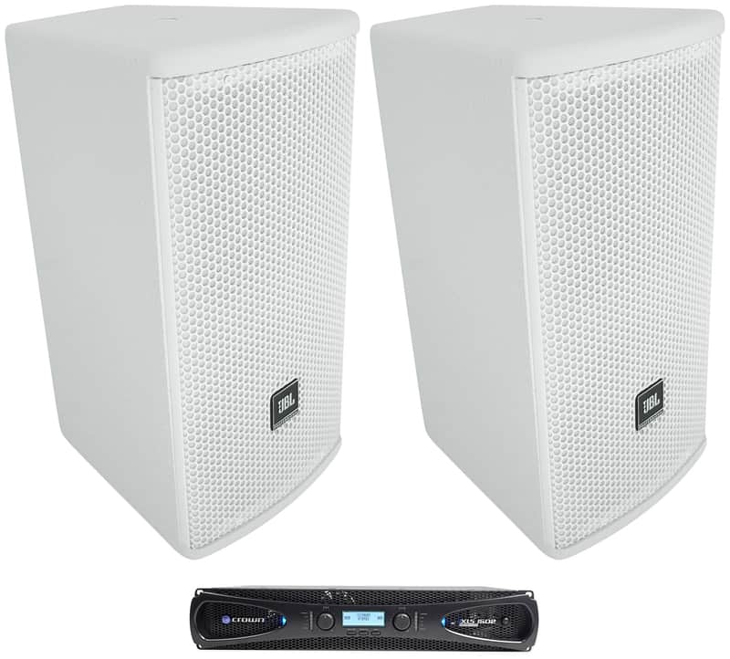 2) JBL AC16 White 6" 640 Watt 2-Way 16 Ohm Passive Wall Mount Speakers+Crown Amp image 1