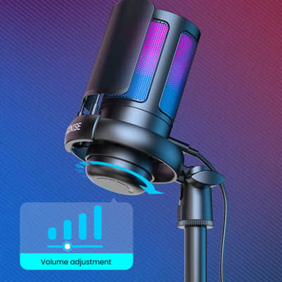 COCONISE Gaming Microphone, USB PC Mic for Podcasts Videos, Streaming, Condenser Mic with Quick Mute, Tripod Stand, Pop Filter, RGB Indicator, Shock Mount, Rotate gain button, Compatible with PS4/5/PC image 2