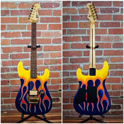 Jackson USA Custom Super Strat Charvel San Dimas Style Fender Headstock 1991 Hot Rod Flames image 1