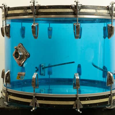 1970s Ludwig 14x22 Blue Vistalite Bass Drum image 2