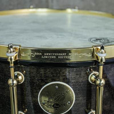 Pearl 5.5" x 14" 50th Anniversary Solid Maple 24K Gold Plated Snare Drum image 7