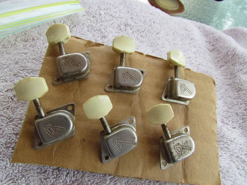 1967 Fender Mustang Tuners Complete Set Of 6 W/Bushings Vintage Fender Mustang Music Master Duo Sonic Tuners Genuine Vintage Parts image 1