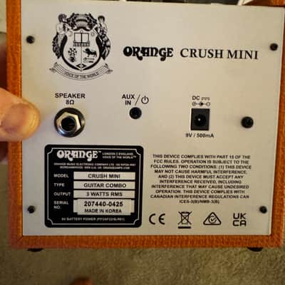 Orange Crush Mini 3-Watt 1x4" Guitar Combo 2018 - Present - Orange image 2