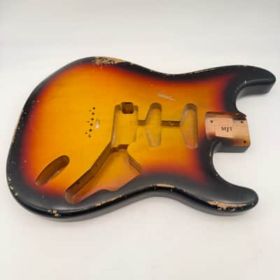 MJT Stratocaster Body Alder Relic Nitro Hardtail 3-Tone Sunburst mjt6657 image 2