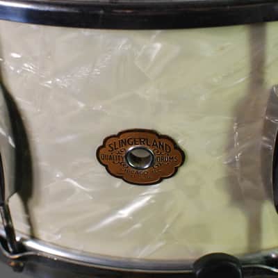 Vintage Slingerland Radio King drum kit with Gene Krupa Radio King snare 1936-1942 - White Marine Pearl image 4
