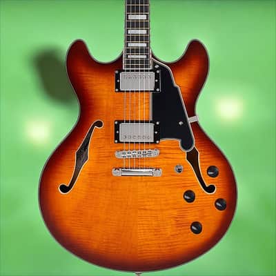 D'Angelico Premier DC Double Cutaway w/ stop-bar tailpiece, Dark Iced Tea Burst w/Gig Bag DAPDCDITBNS image 2