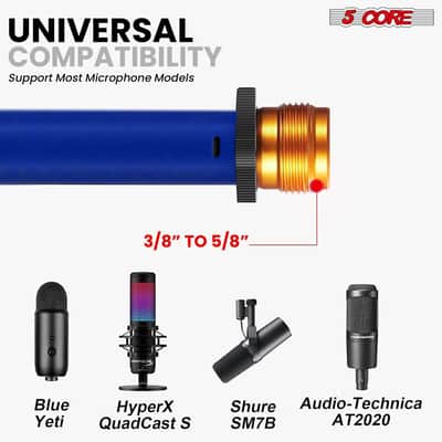 5 Core Mic Stand Floor Pair Adjustable 72" Tripod Microphone Stands w Telescoping Boom Arm image 4