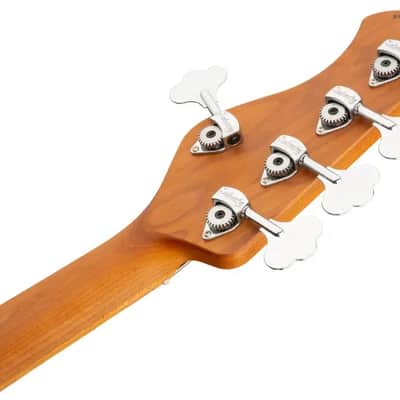 Sadowsky MetroExpress 21-Fret Vintage M/J Bass, Roasted Maple Fingerboard, 5-String - Solid Silver Metallic High Polish image 8
