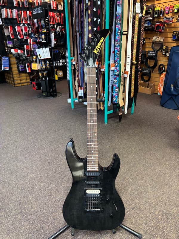 Kramer Striker Figured HSS Stoptail - Transparent Black image 1
