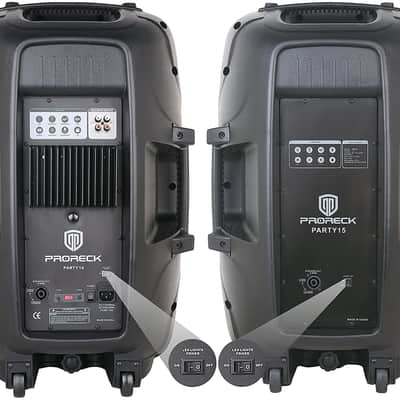PRORECK PARTY 15 Portable 15-Inch 2000 Watt 2-Way Powered PA Speaker System Combo Set with Bluetooth/USB/SD Card Reader/FM Radio/Remote Control/LED Light image 4