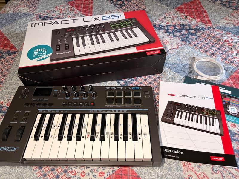 Nektar Impact LX25+ USB MIDI Keyboard Controller 2016 - 2021 - Black with box and software image 1