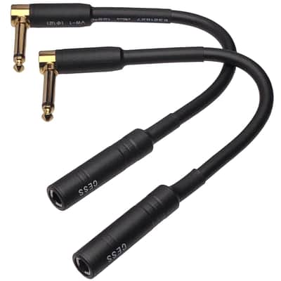 Low-Noise Right Angle 1/4 TS Male to Female Guitar Extension Cable, 2 Pack image 1